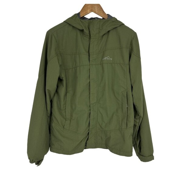 Eddie Bauer Nylon Mountain Parka Olive Green Embroidered Logo 90s Size XL - Picture 1 of 15
